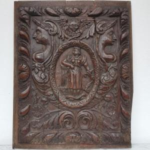 17th Century Carved Wood Panel