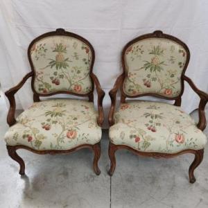 Pair Of Louis XV Armchairs Reupholstered To The Queen