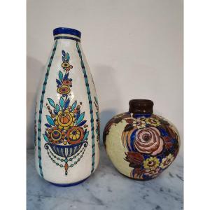 2 Art Deco Keramis Vases. Charles Catteau. Boch La Louvière