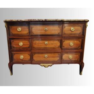 Marquetry Chest Of Drawers Louis XVI Period. Conrad Mauter Stamp 