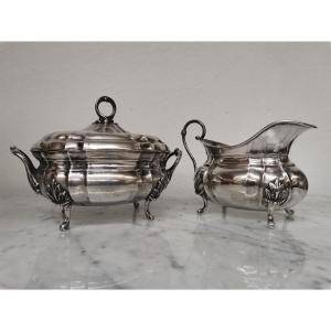 Sucrier et pot à lait en argent poinçon Minerve 