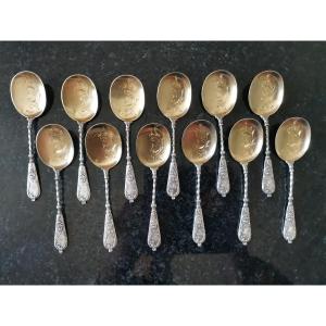 12 Silver Dessert Spoons