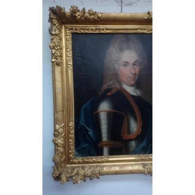 Portrait Of Military Man In Breastplate. 18th Century