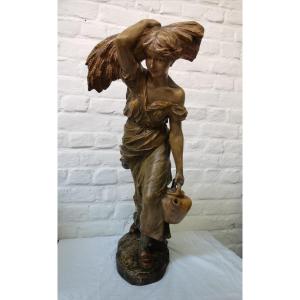 Peasant Woman With A Sheaf Of Wheat, Terracotta By F. Lugerth