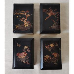 4 Token Boxes In Chinese Lacquer