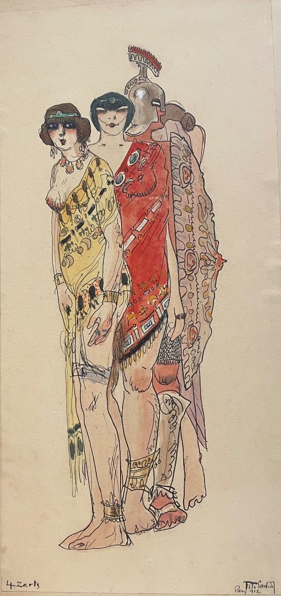 Tito Saubidet-gache, Les 4 Arts , Aquarelle 