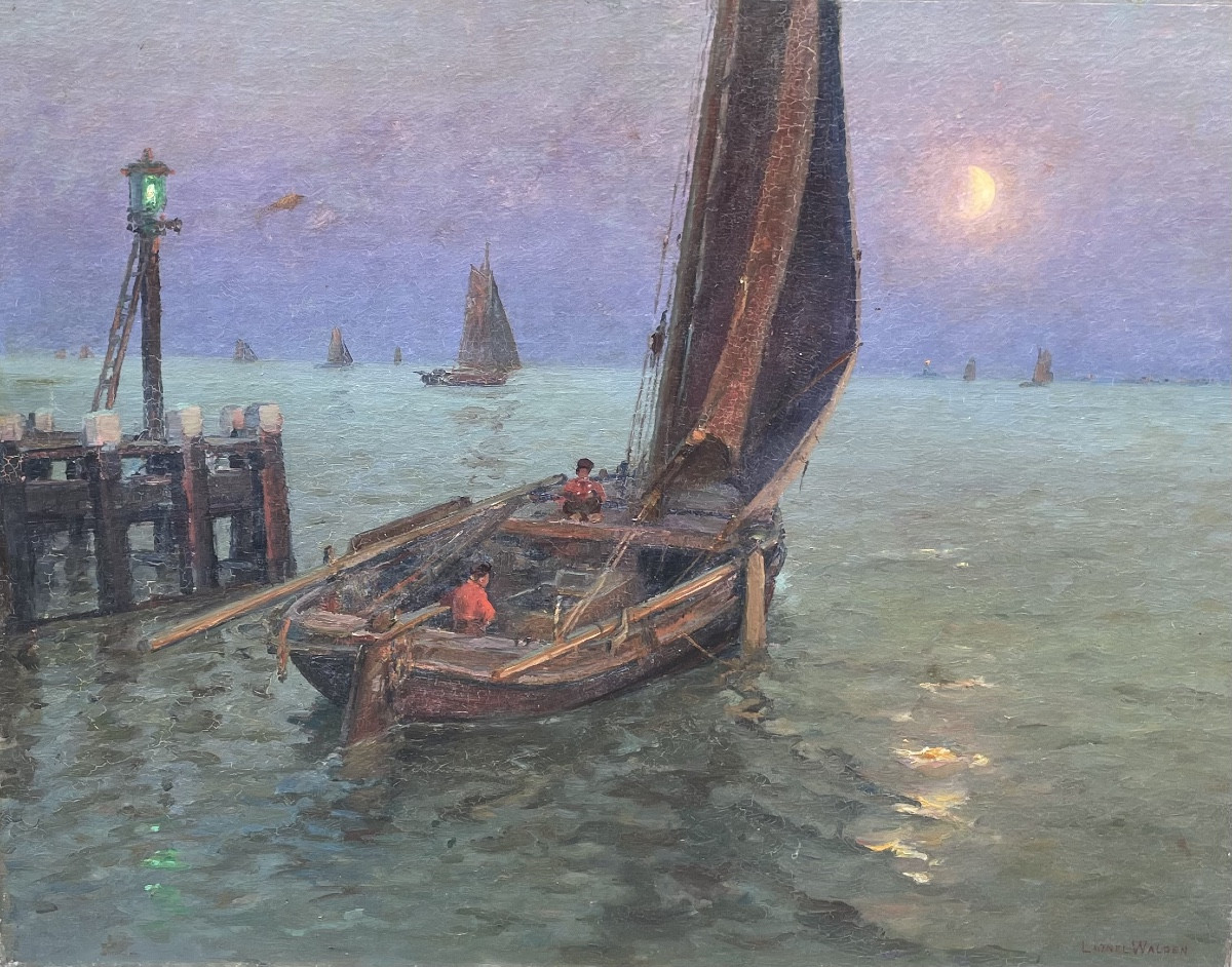 Lionel Walden Return From Fishing Oil On Canvas