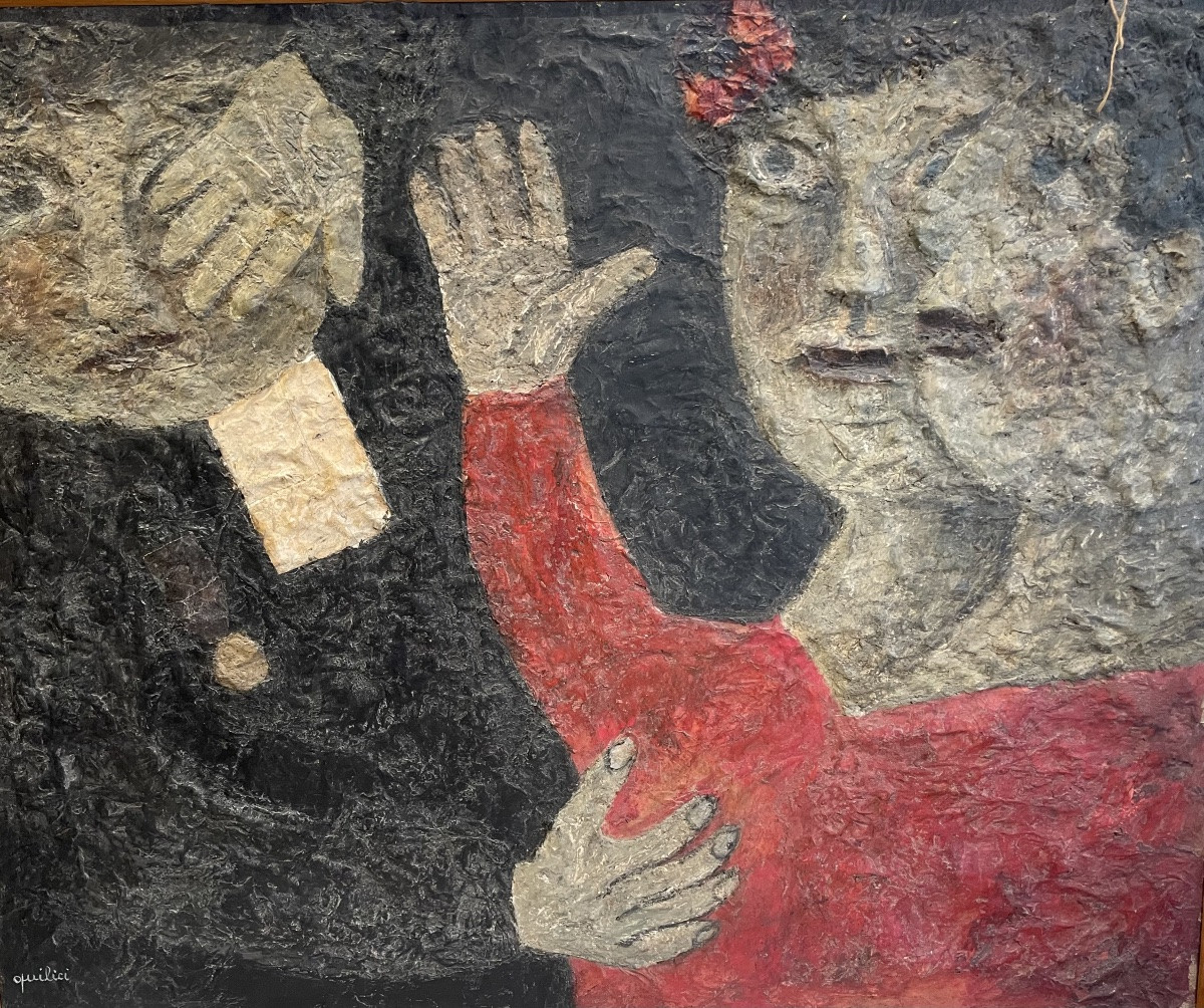 Louis QUILICI, scène animée , huile sur toile-photo-1