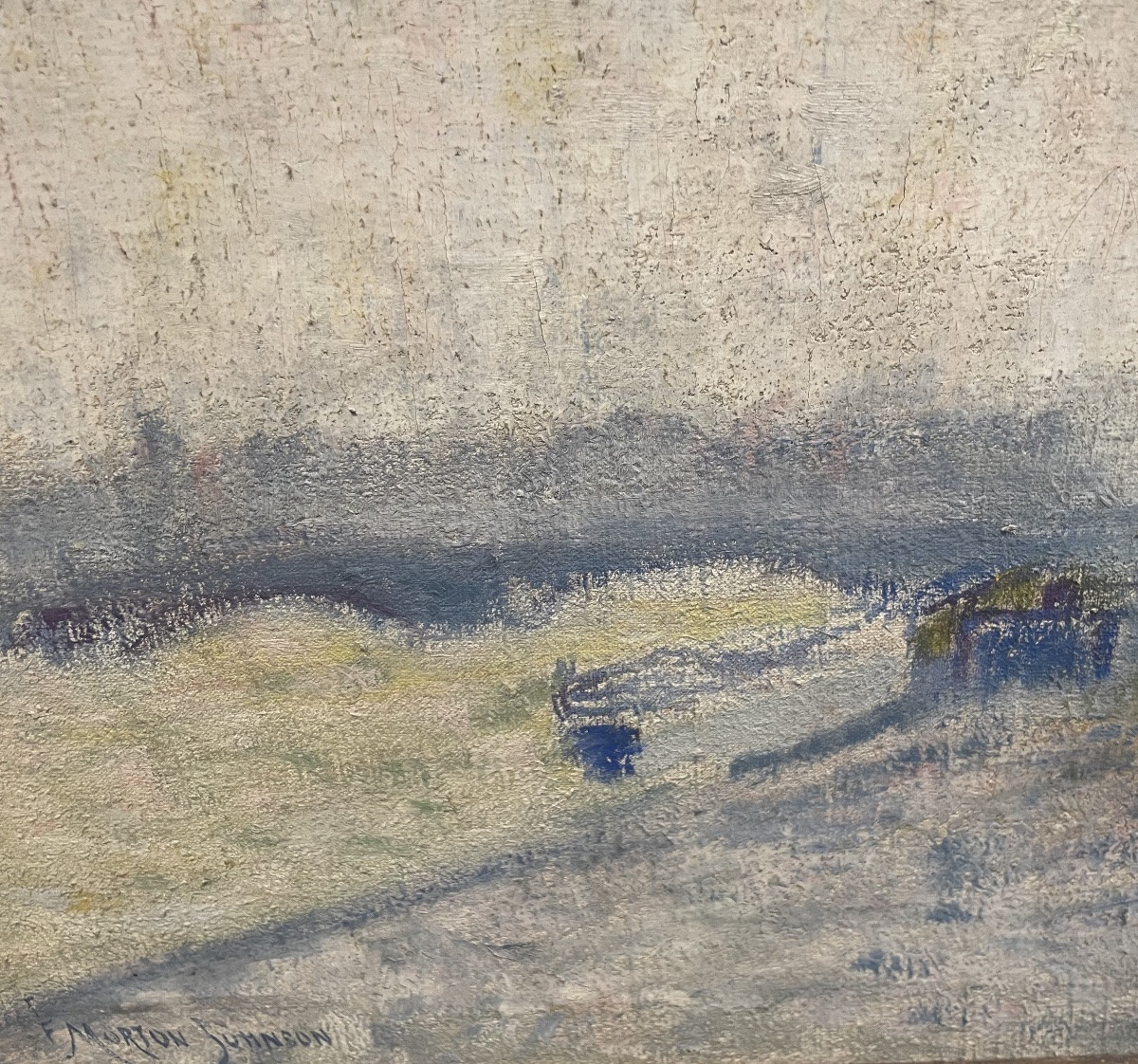 Francis-Morton JOHNSON (1878-1931), paysage post impressionniste ( vue de Rouen?)-photo-2