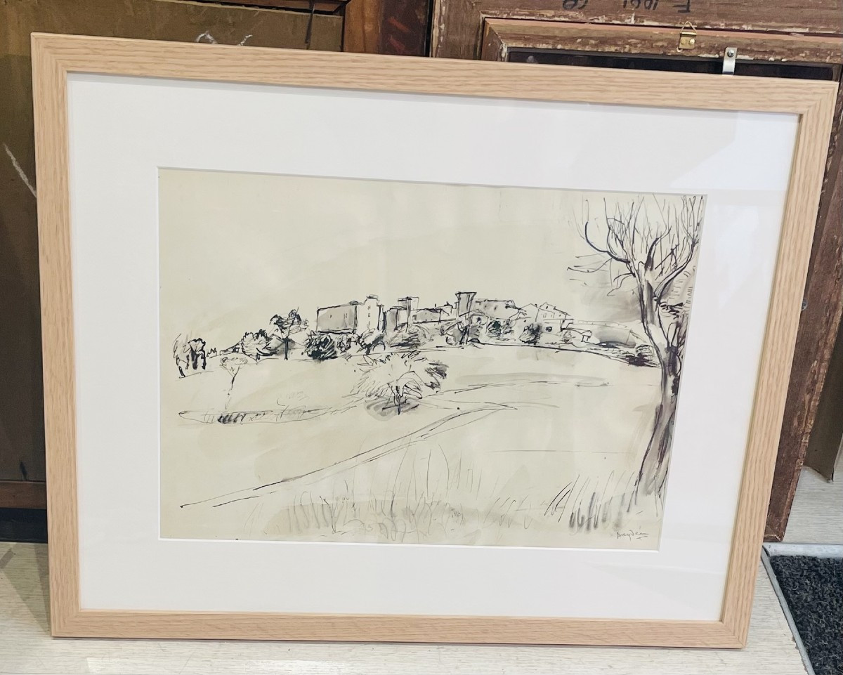 Henri Hayden Landscape, Ink Drawing, Signed -photo-4