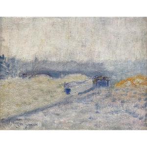 Francis-Morton JOHNSON (1878-1931), paysage post impressionniste ( vue de Rouen?)