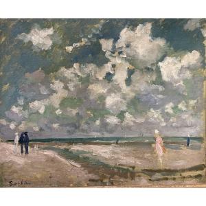 Jean Helleu, Elegant On The Beach, Oil 