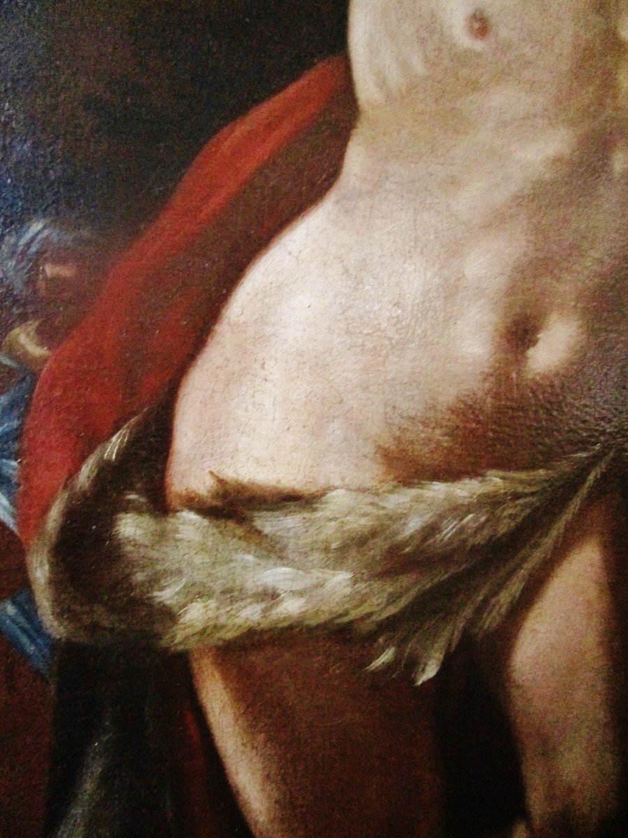 Imposant Portrait Saint Jean Le  Baptiste Prédicateur 202 x 83,5-photo-4
