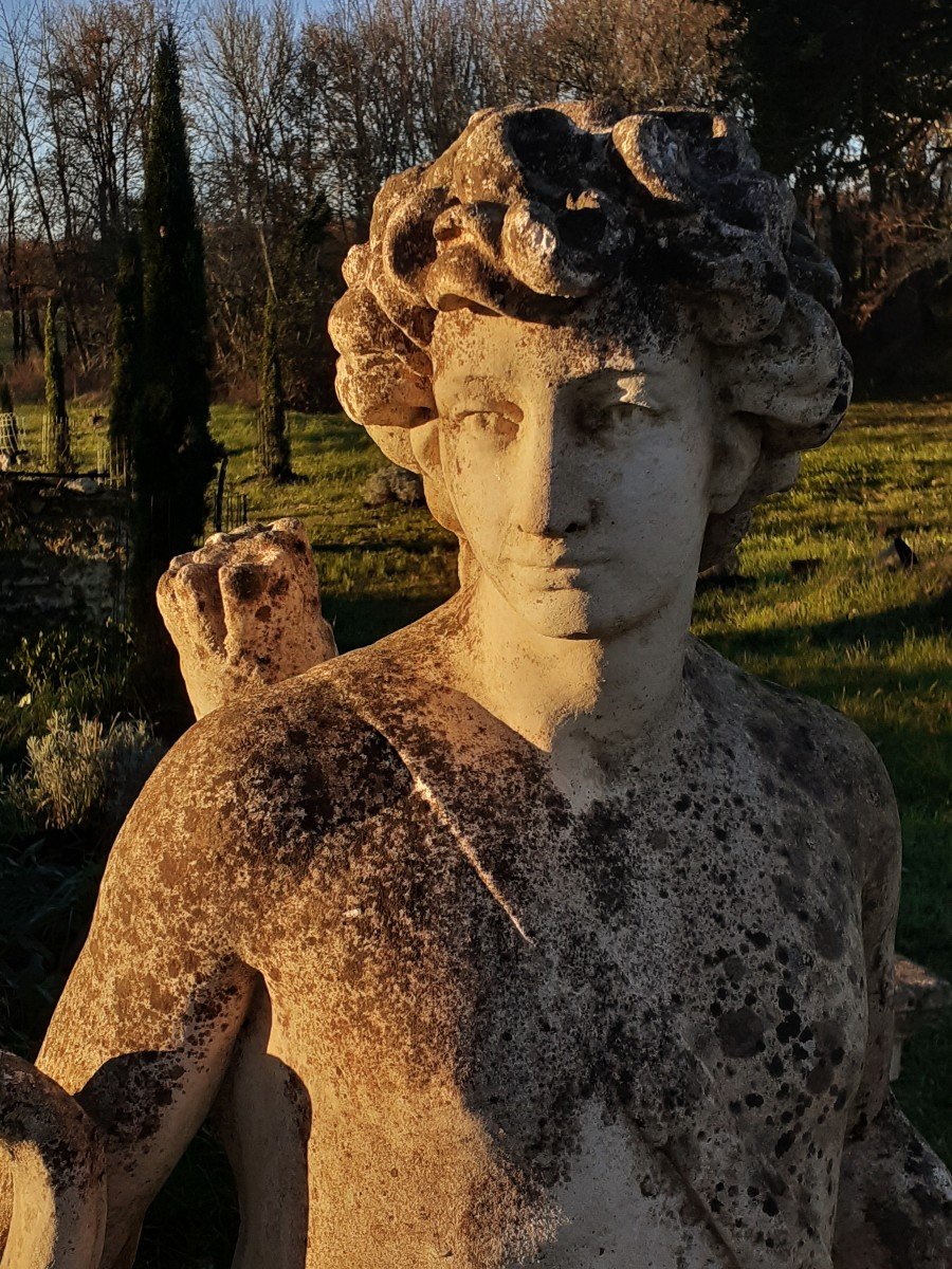 Large Reconstituted Stone Sculpture 200 Cm – The Hunter 19th Century-photo-2