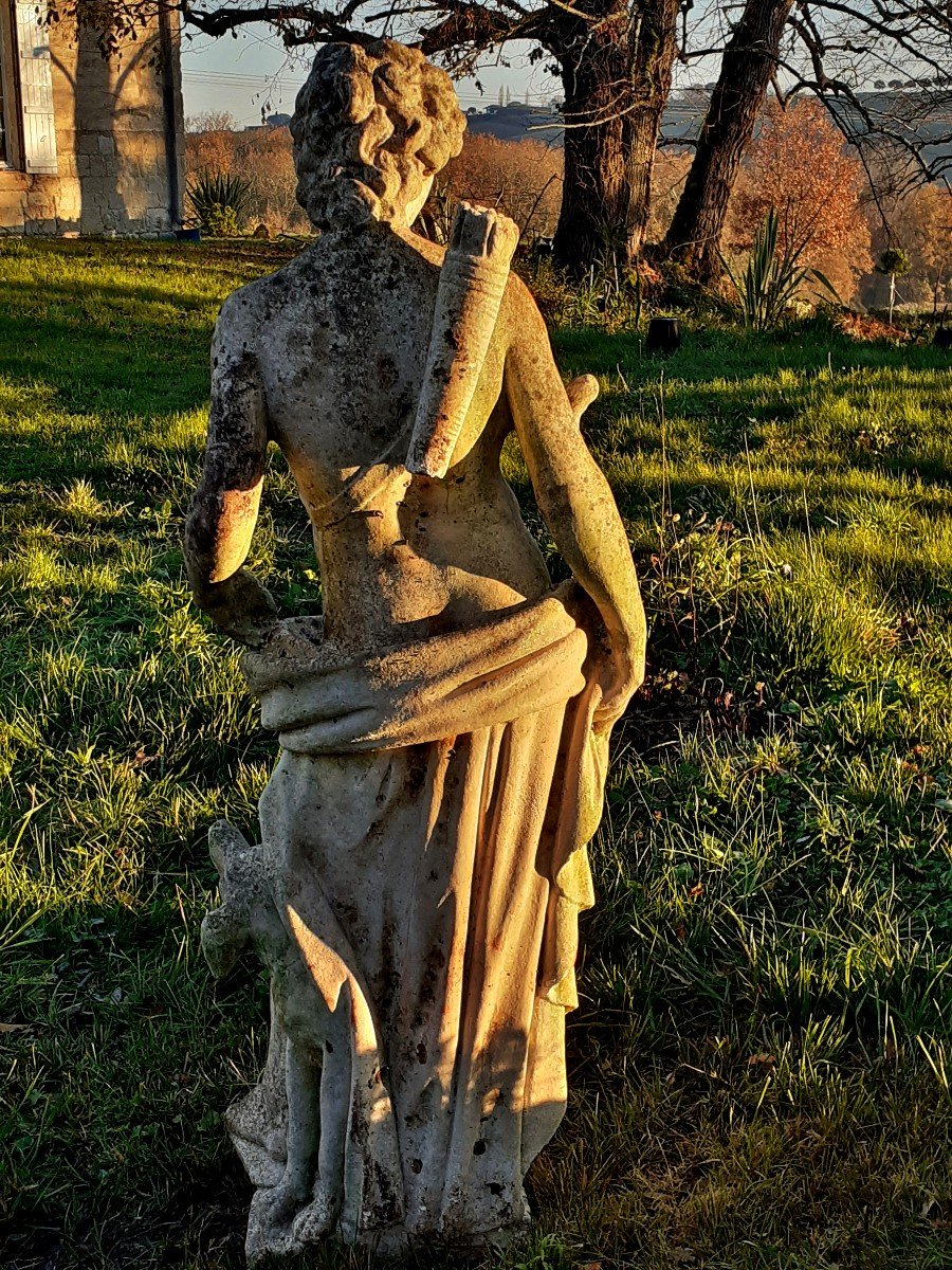 Large Reconstituted Stone Sculpture 200 Cm – The Hunter 19th Century-photo-3