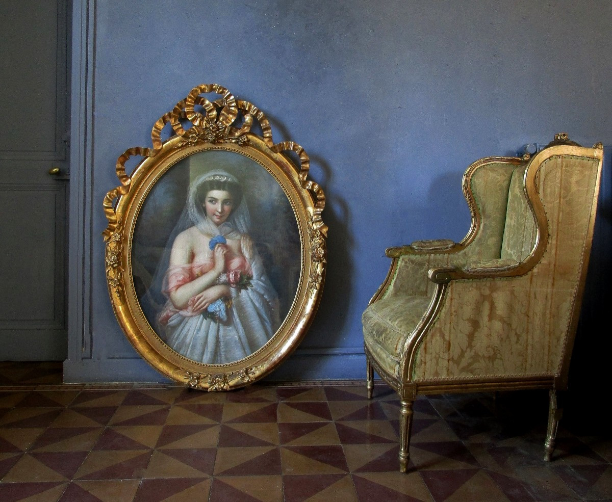 Imposing Pastel – 131 X 96 - 19th Century-photo-3