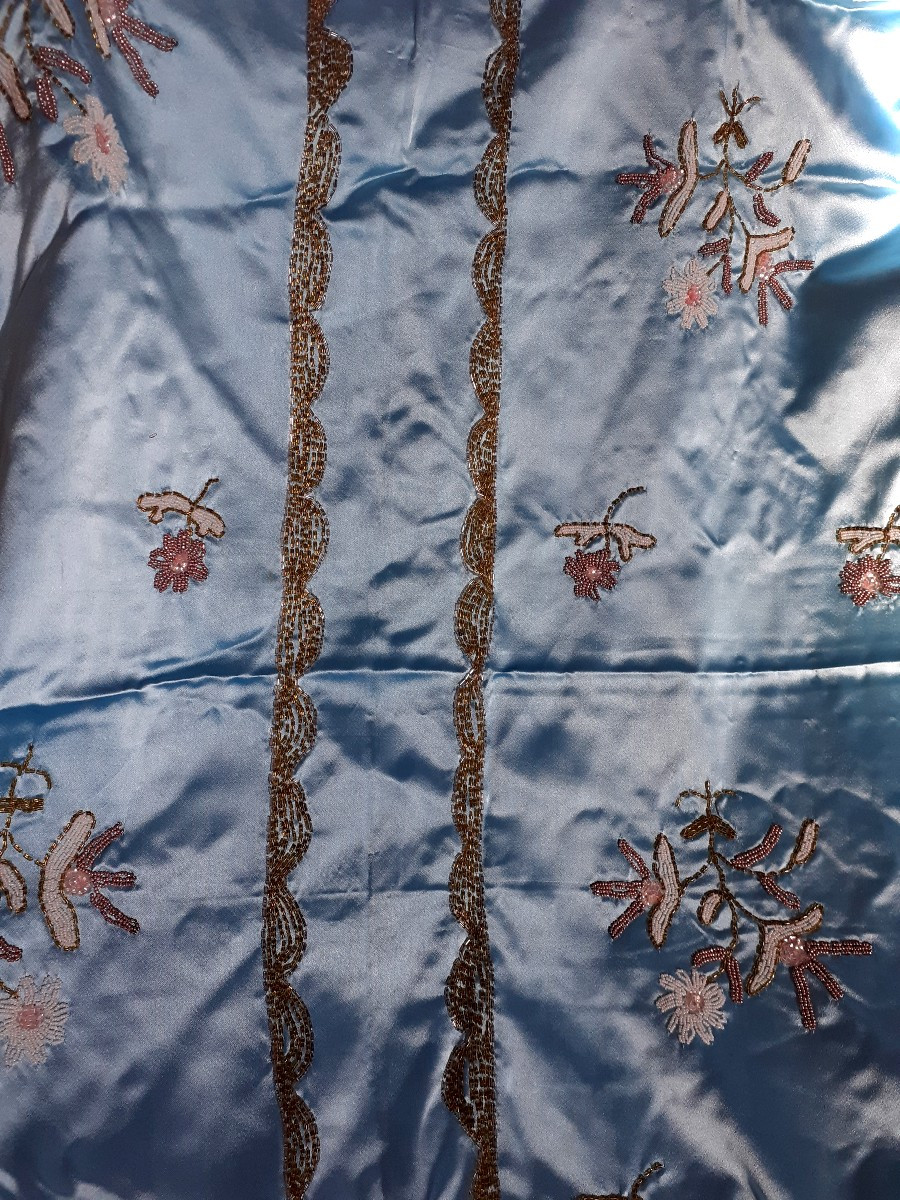 Satin de soie brodé 390 x 90 -  Textile-photo-2