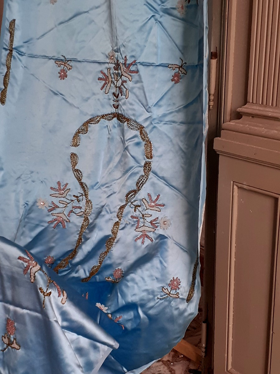 Satin de soie brodé 390 x 90 -  Textile-photo-2