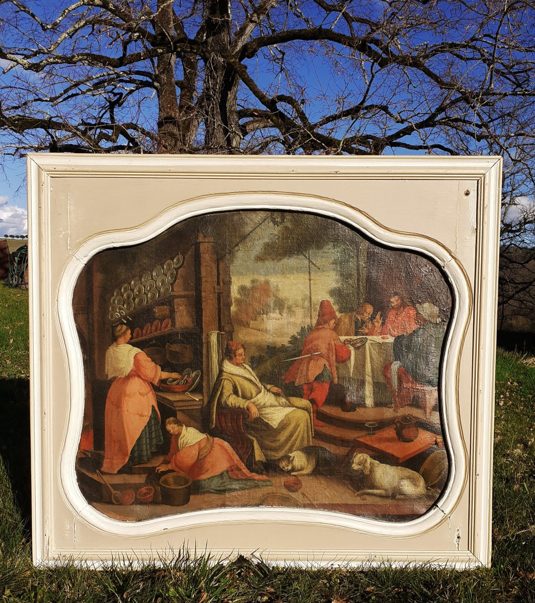 PAIRE de DESSUS de PORTES XIX Lot un- 81 x 90 cm Tableau de boiserie-photo-3