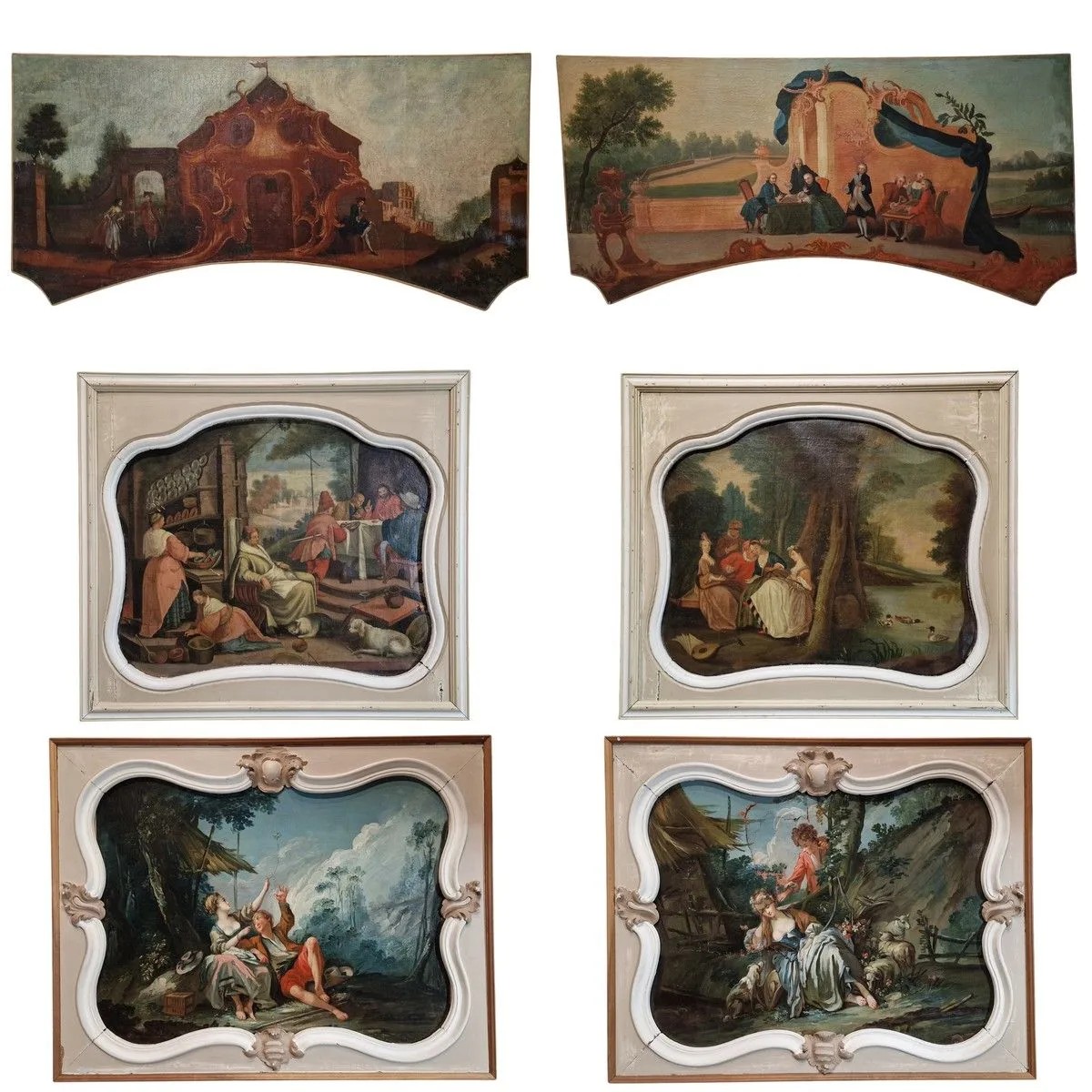 PAIRE de DESSUS de PORTES XIX Lot un- 81 x 90 cm Tableau de boiserie-photo-4