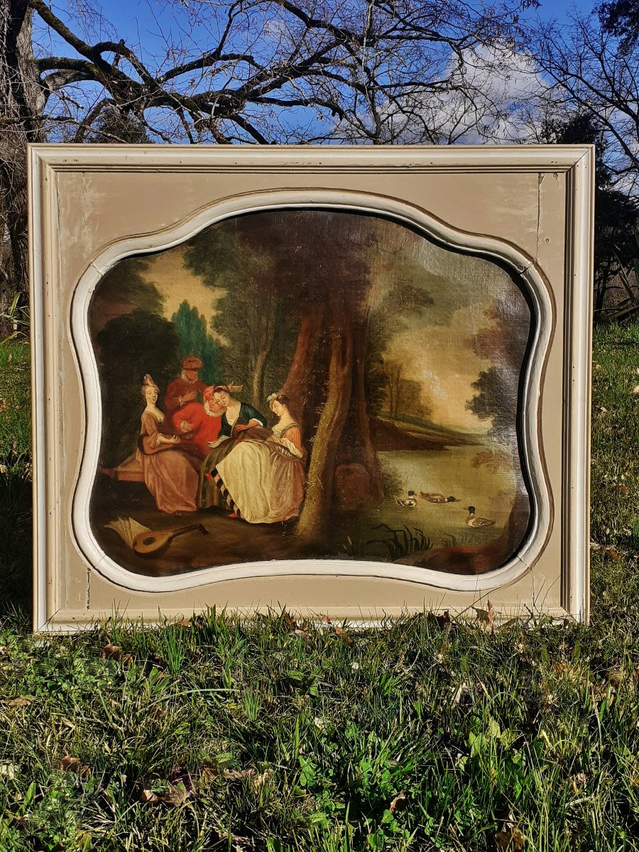 PAIRE de DESSUS de PORTES XIX Lot un- 81 x 90 cm Tableau de boiserie-photo-5