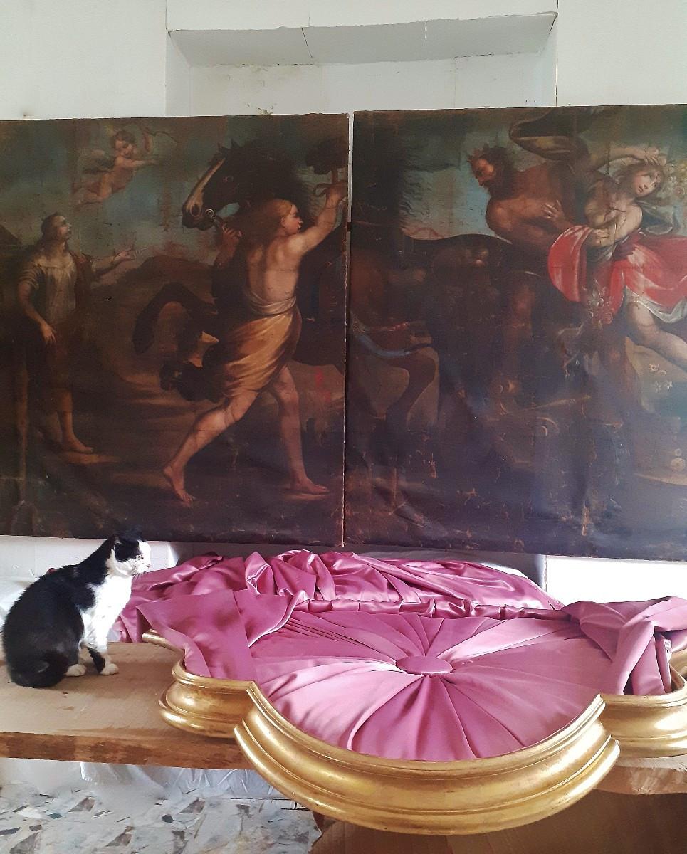 Imposant Ciel de Lits Doré à la feuille 162 cm - Garniture Satin de soie-photo-3