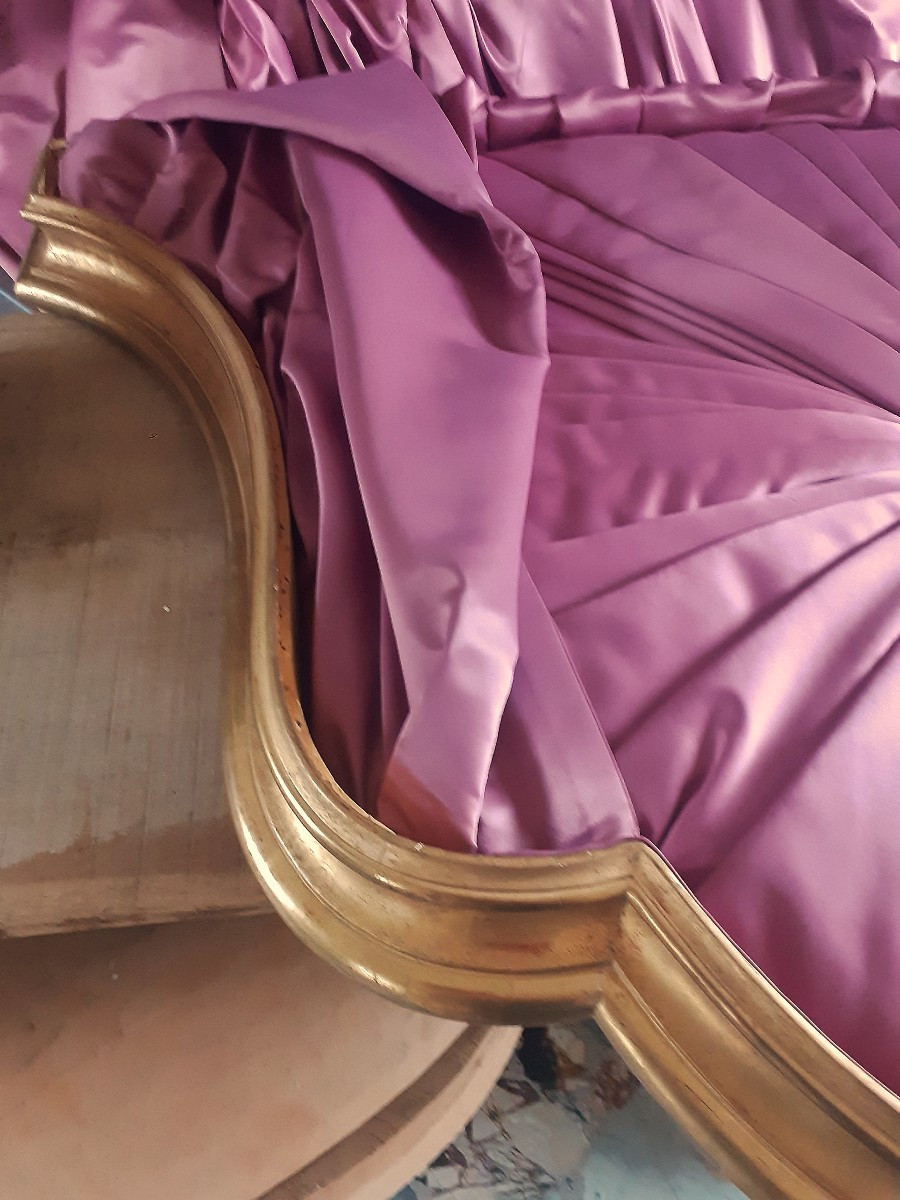 Imposant Ciel de Lits Doré à la feuille 162 cm - Garniture Satin de soie-photo-7