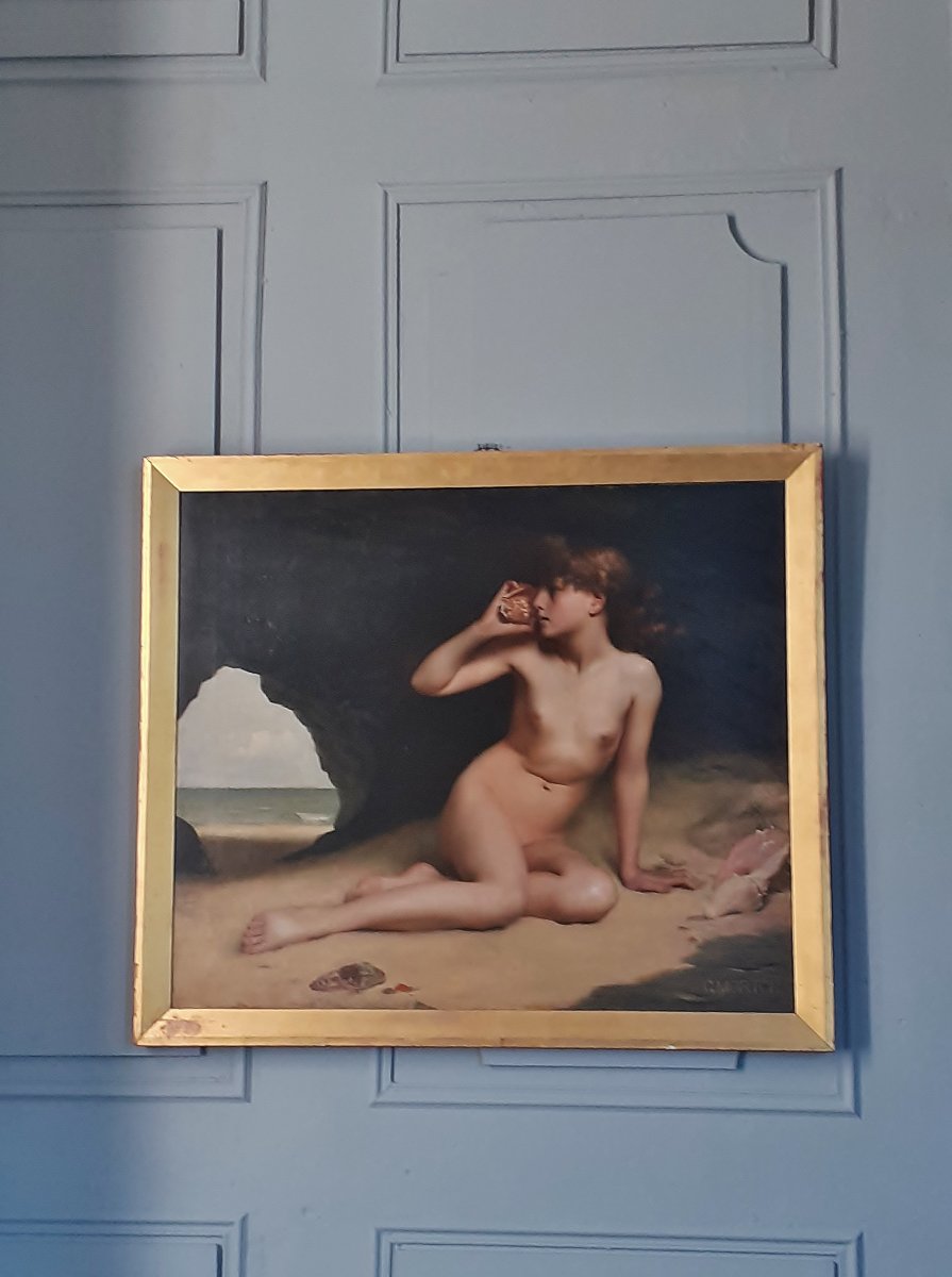 Georges Morton - 115 X 100 - XIXeme -Portrait Jeune Fille Au Coquillage-photo-4