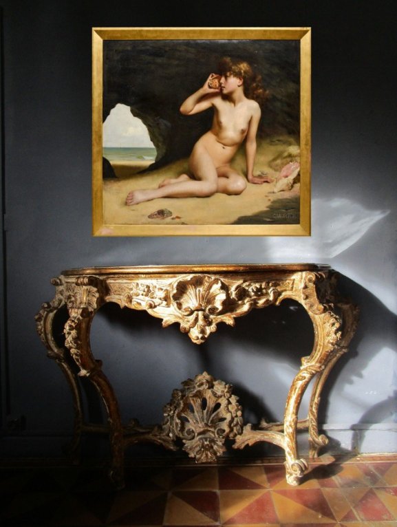 Georges Morton - 115 X 100 - XIXeme -Portrait Jeune Fille Au Coquillage-photo-3