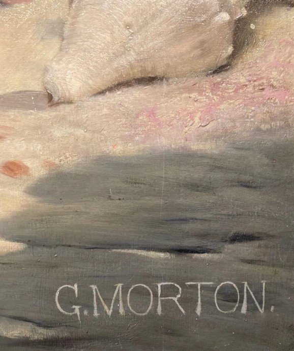 Georges Morton - 115 X 100 - XIXeme -Portrait Jeune Fille Au Coquillage-photo-4