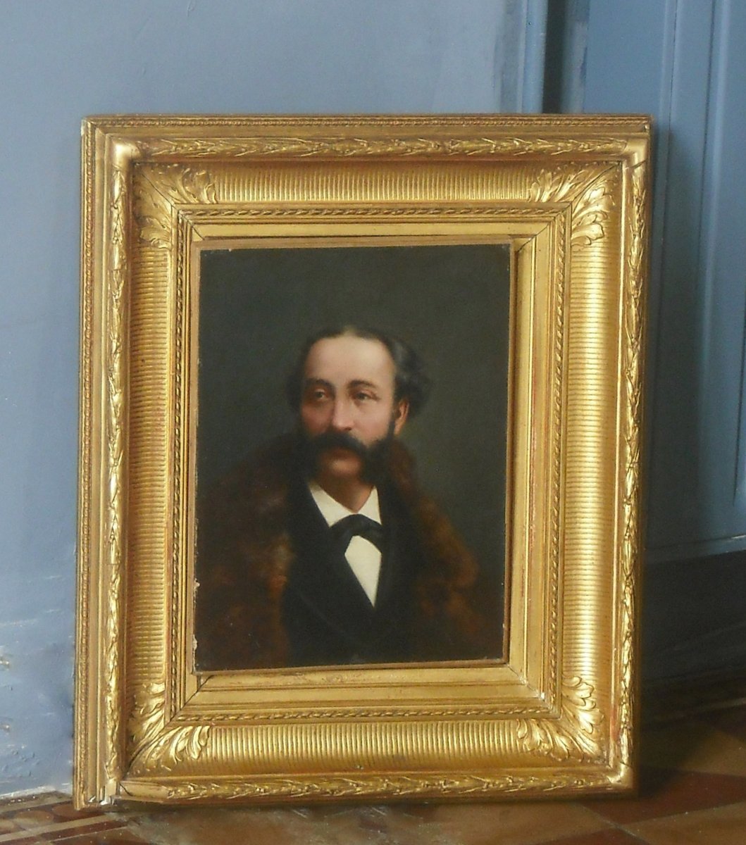 Portrait d'Un Dandy à La Fourrure  - Hst  - 32 X 26-photo-2