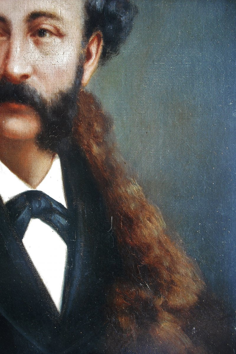 Portrait d'Un Dandy à La Fourrure  - Hst  - 32 X 26-photo-3