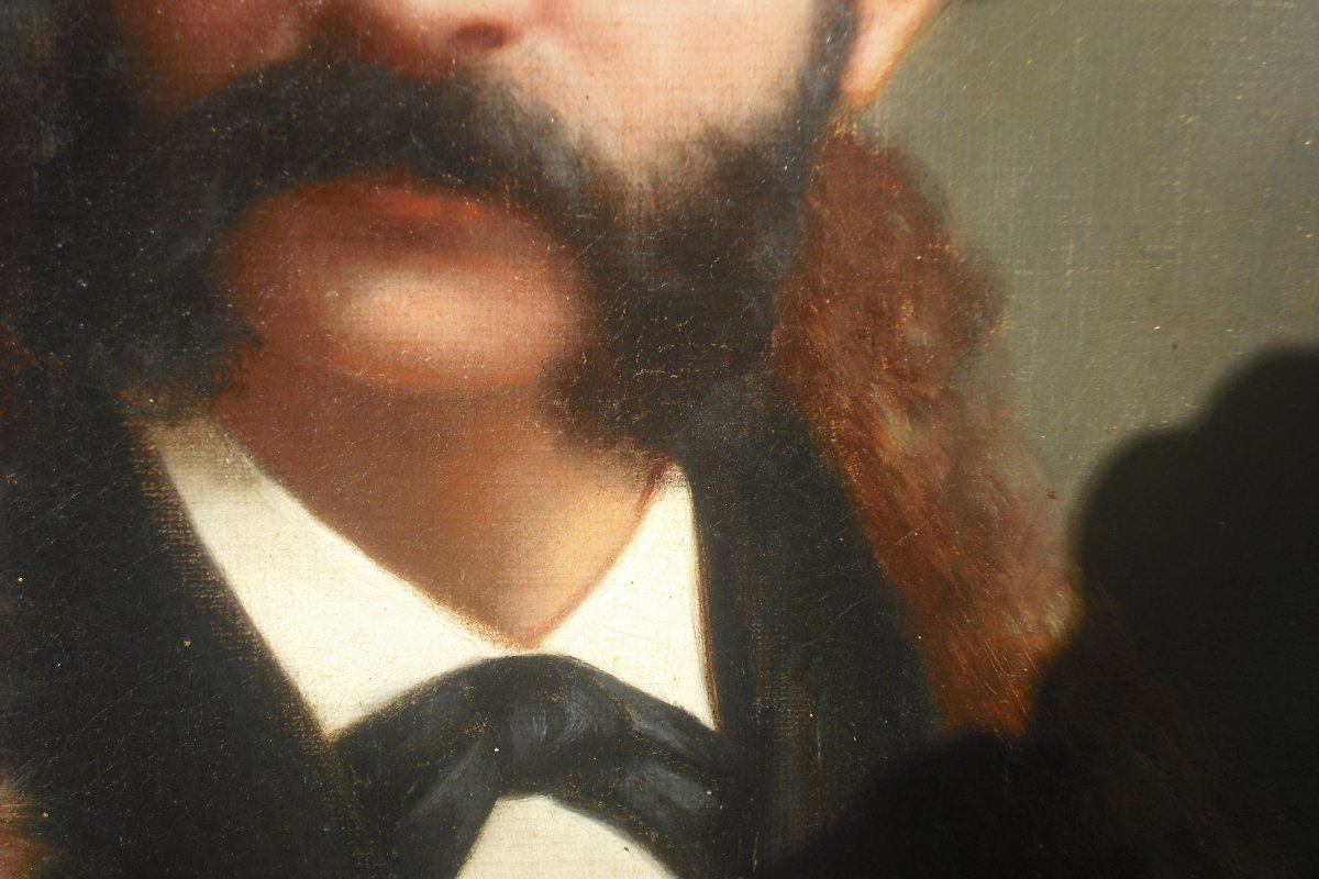 Portrait d'Un Dandy à La Fourrure  - Hst  - 32 X 26-photo-5