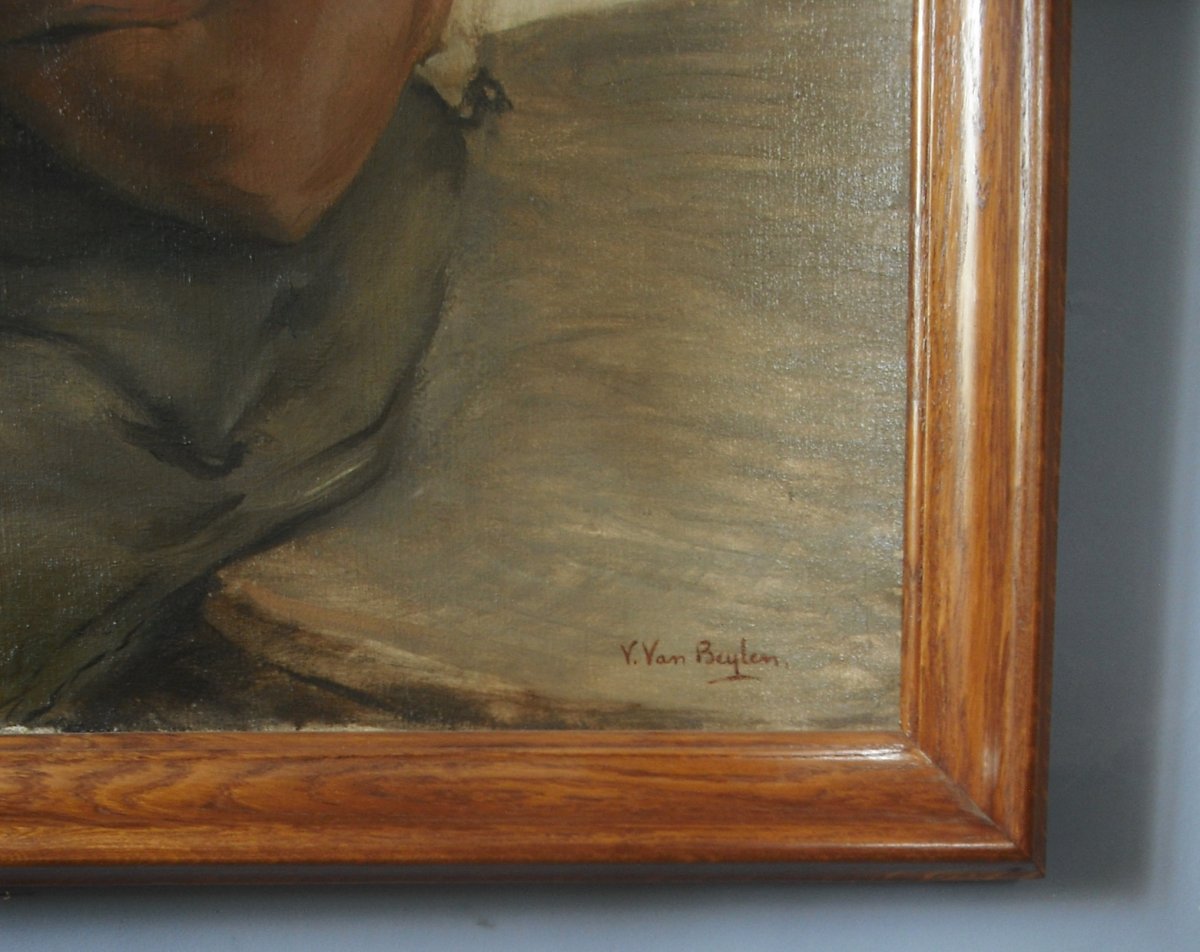 Large Portrait Signed Van Beylen 133  X 104 Cm With Frame-photo-7