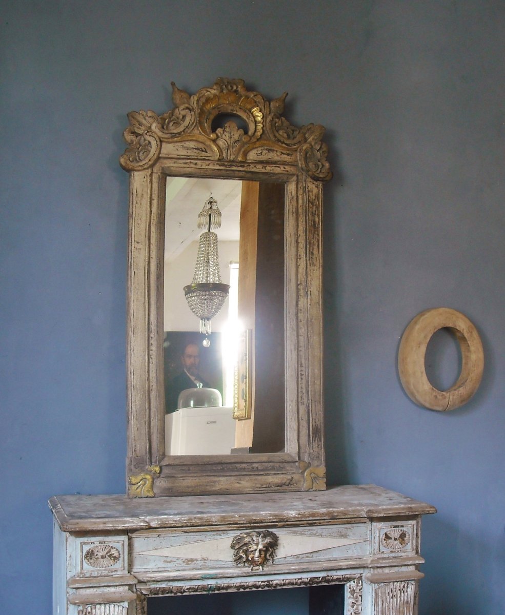 Pair Of Mirrors 18 Th 120 X 58 Polychromed Woodwork-photo-4