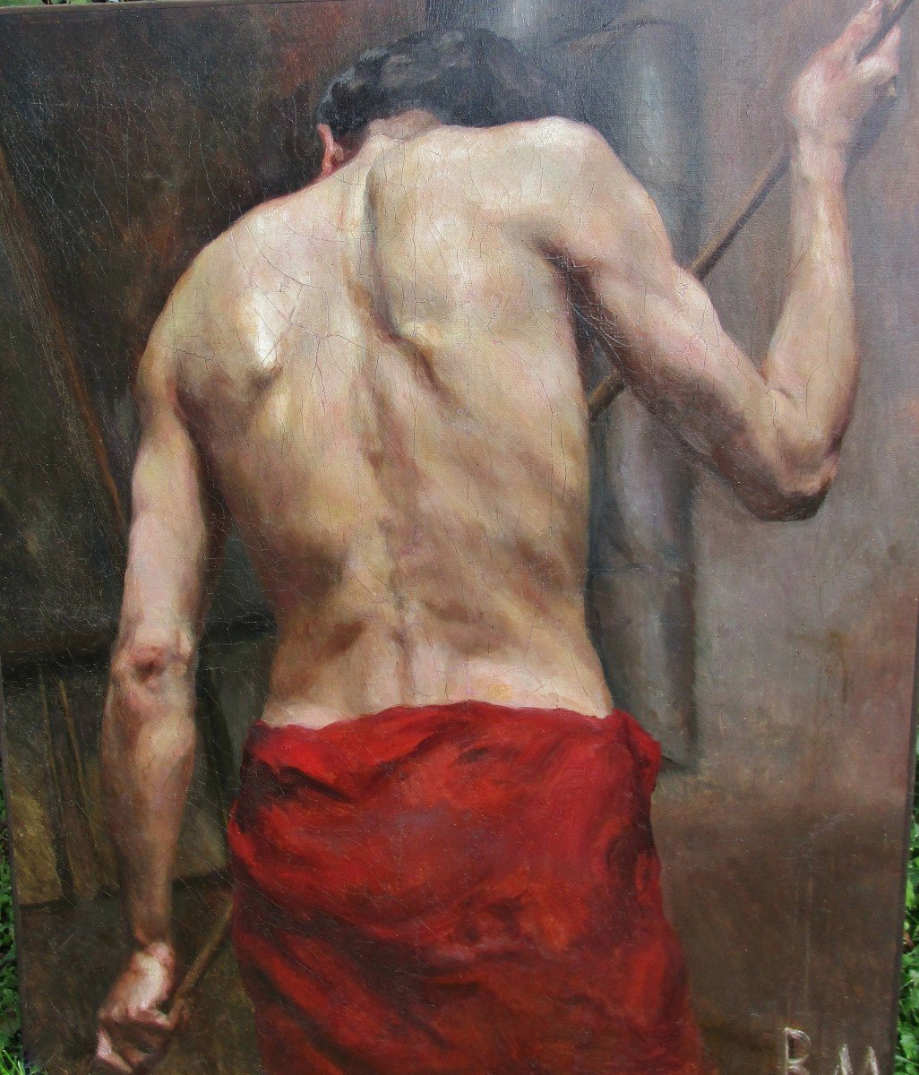 Portrait de Dos, Académie 100 X 81  Monogrammée - hst   XIX