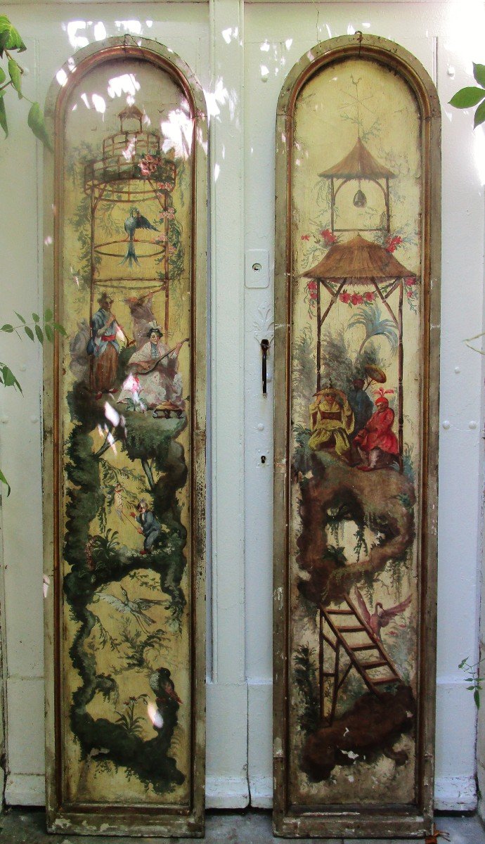 Deux Rares Et Grandes Hst  195 X 40  Pillement -photo-2