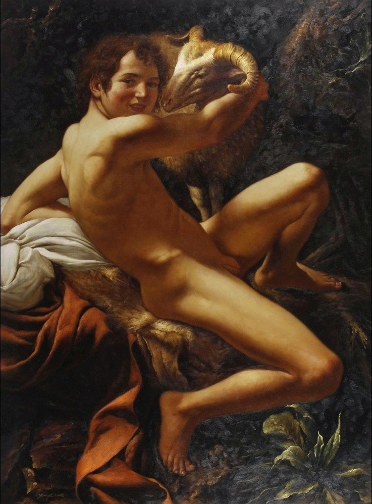 Saint John The Baptist And The Ram 131 X 97 After Caravaggio