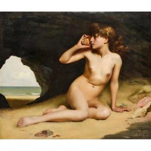 Georges Morton - 115 X 100 - XIXeme -Portrait Jeune Fille Au Coquillage