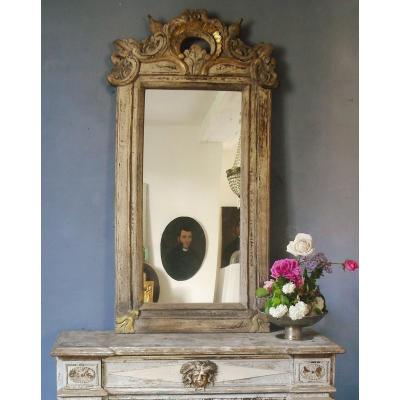 Paire De Miroirs 18 éme 120 X 58  Boiseries Polychromées