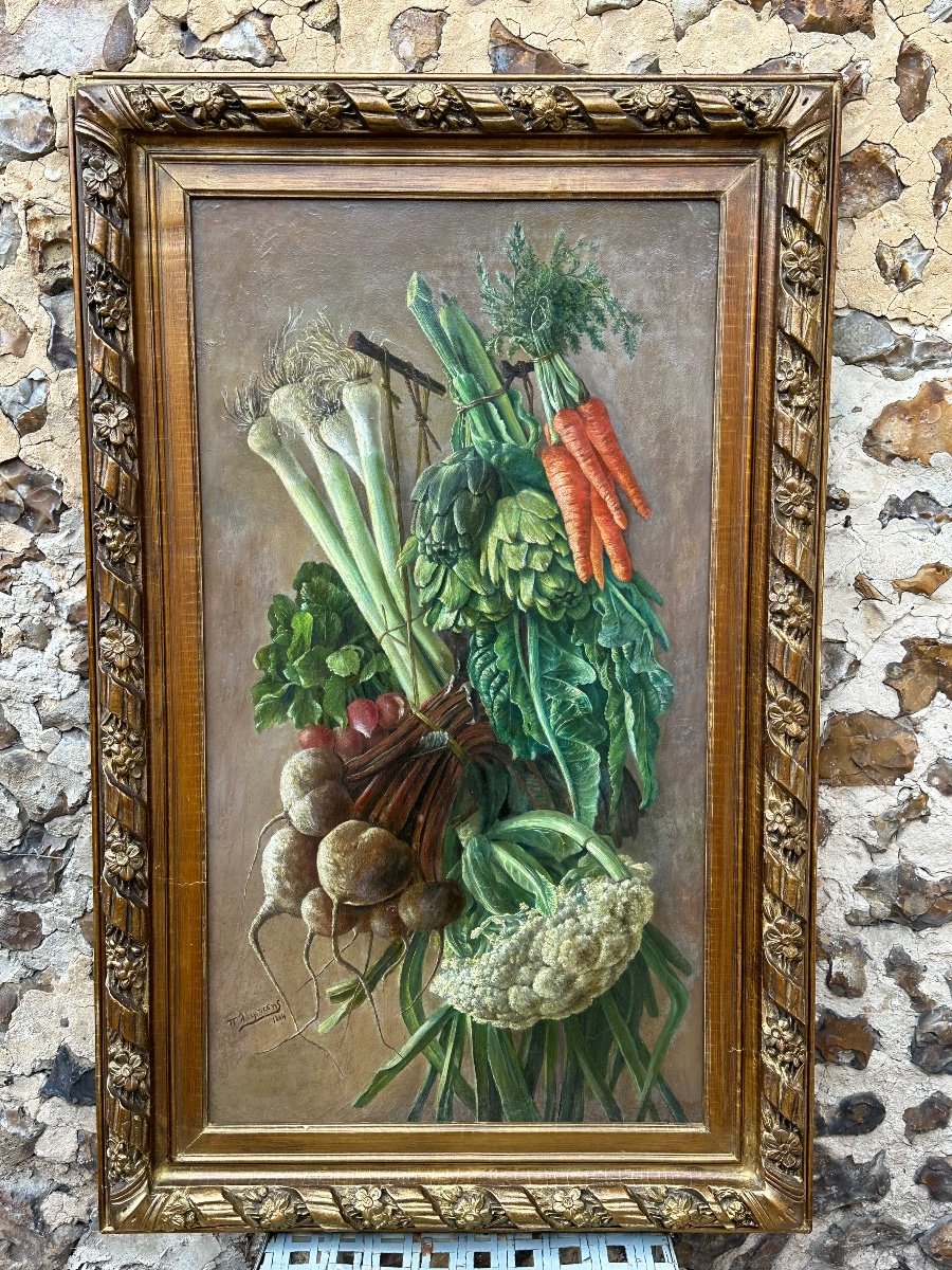 Still Life With Vegetables. Polychronis Lembessis (1849 - 1913 Athens).-photo-2