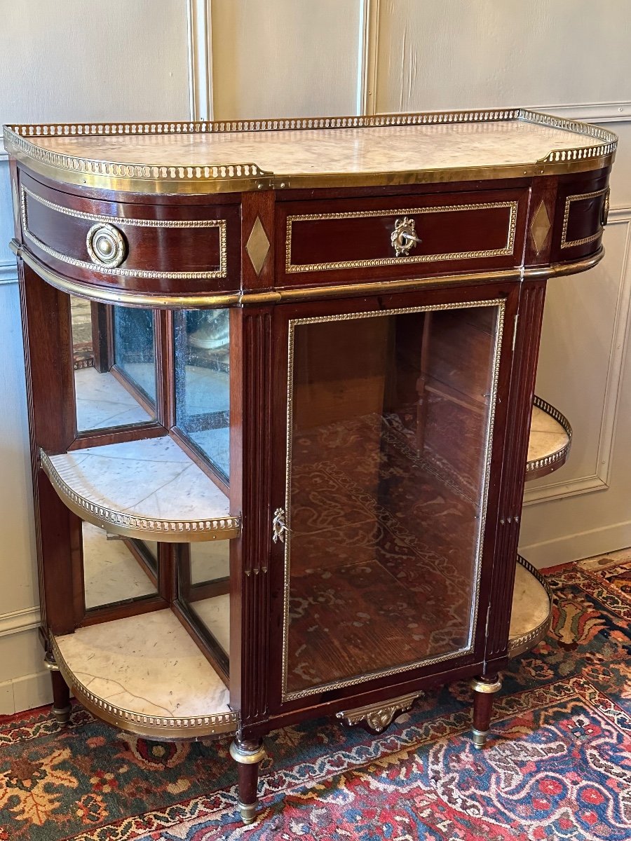 Louis XVI Style Half-moon Console In Mahogany.-photo-2