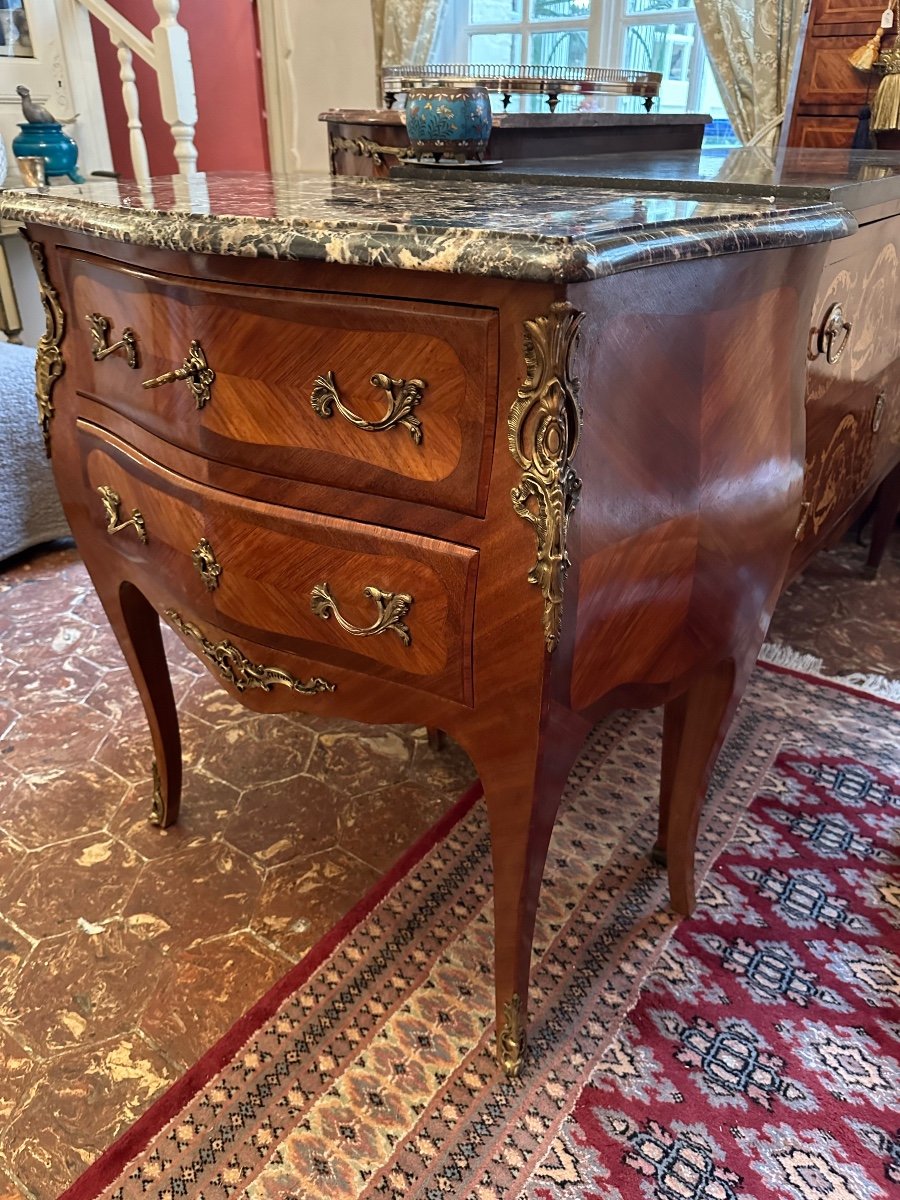 Louis XV Style Commode In Marquetry.-photo-2