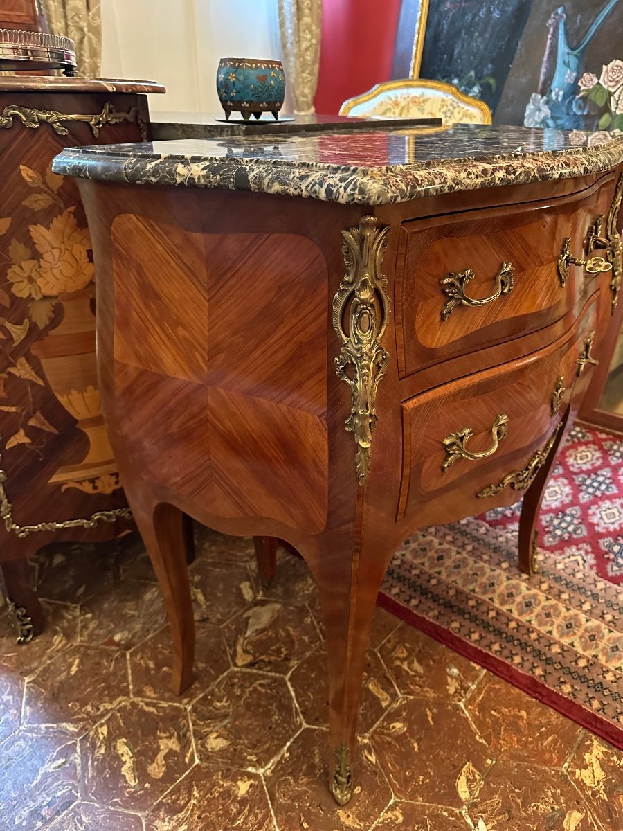 Louis XV Style Commode In Marquetry.-photo-3