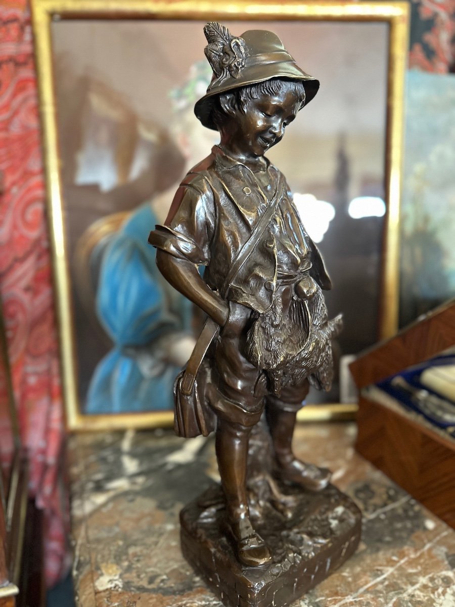 Bronze «  Le Petit Chasseur «  D’auguste Moreau  XIX ème. -photo-6