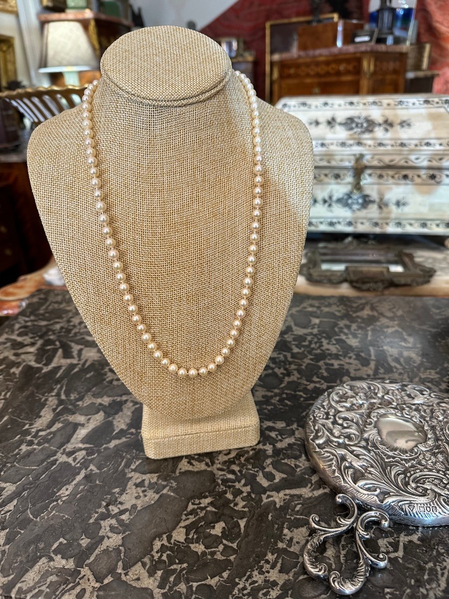 Collier Perles , fermoir or. -photo-2