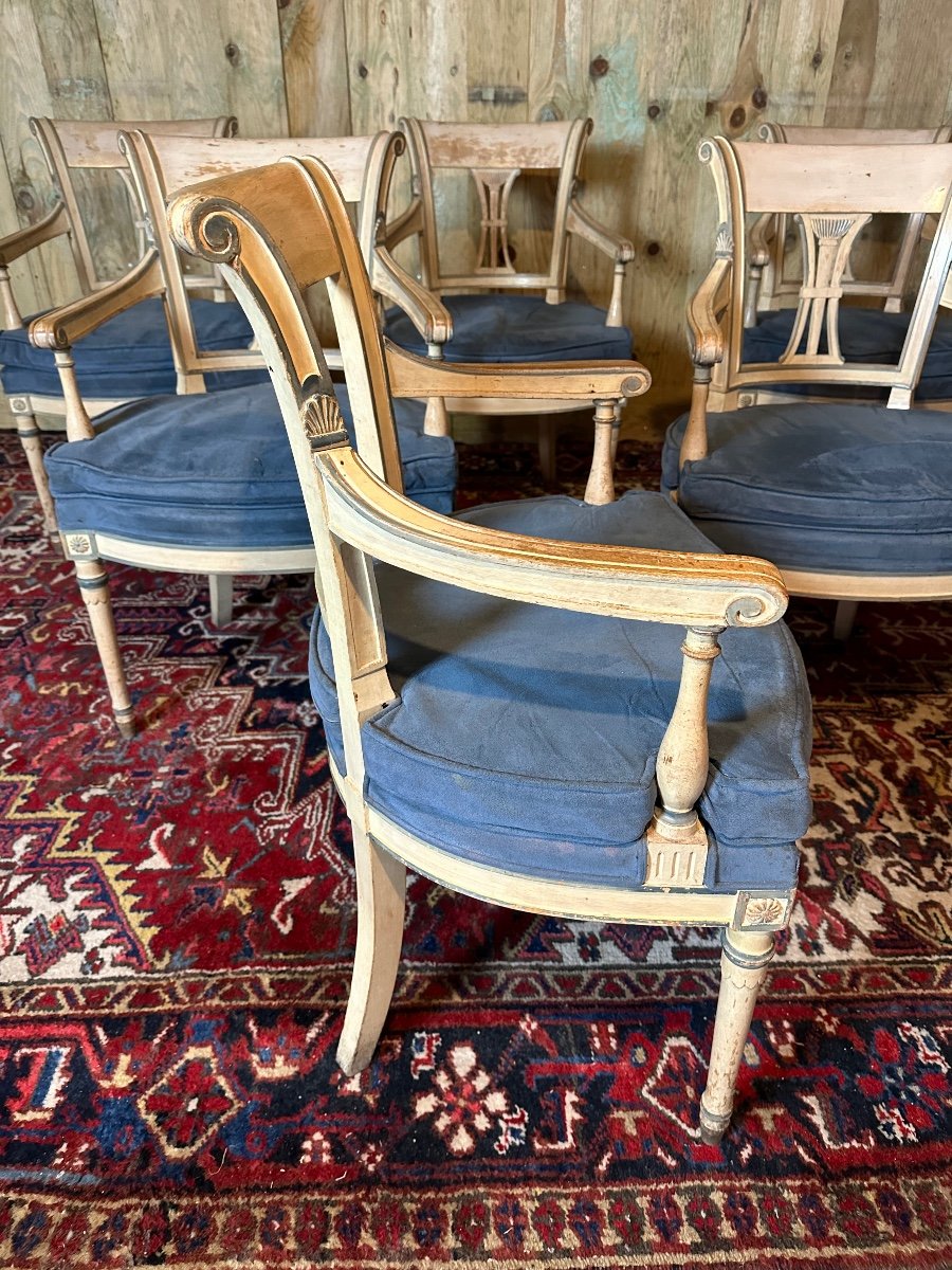 Suite Of Six Directoire Style Lacquered Armchairs.-photo-5