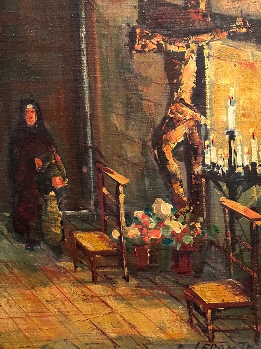 Léopold Lecomte (1890-1963) Church Interior.-photo-4