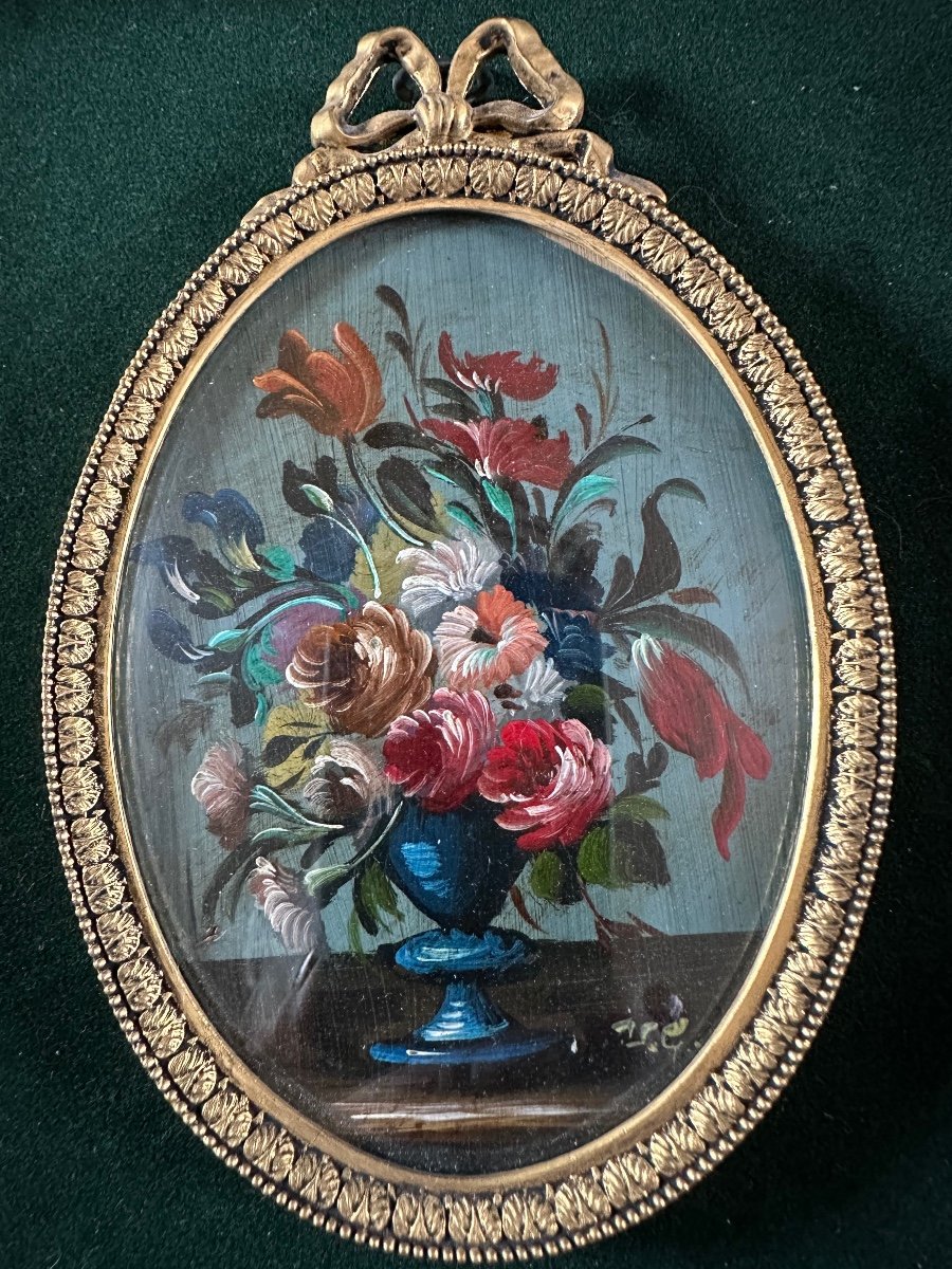Pair Of Miniatures, Still Lifes Of Flowers.-photo-4