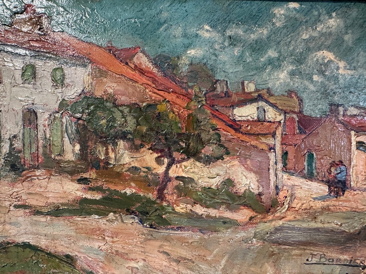 Village Du Midi. Huile Sur Toile Jacques Bordier XX ème. -photo-3